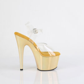 Pleaser ADORE-708LQ Sandalias de Plataforma Transparentes con Hologramagrama Dorado EU-35 / US-5