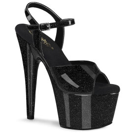 Pleaser ADORE-709GP Sandalias de Plataforma con Tacón Alto de Charol y Purpurina Negro EU-35 / US-5