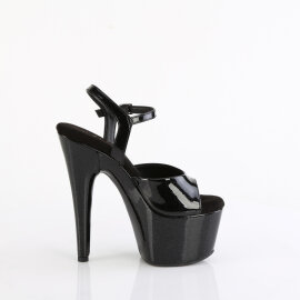 Pleaser ADORE-709GP Sandalias de Plataforma con Tacón Alto de Charol y Purpurina Negro EU-35 / US-5