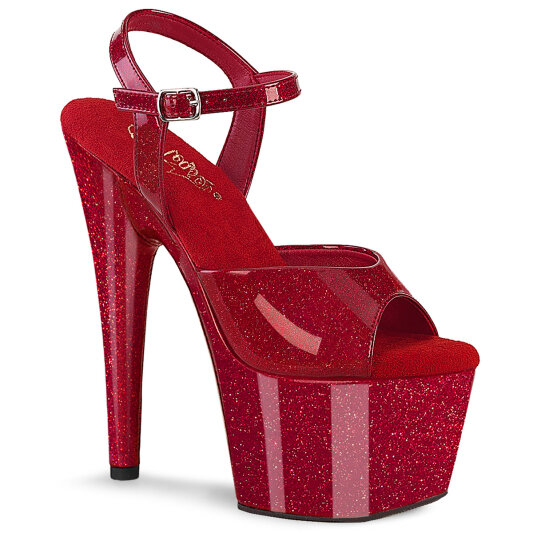 Pleaser ADORE-709GP Plataforma Sandalias de Tacón Alto Charol Brillante Rojo EU-38 / US-8