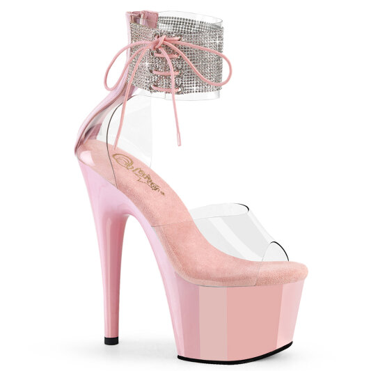 Pleaser ADORE-724RS Sandalias de Plataforma Transparentes con Pedrería Rosados EU-35 / US-5