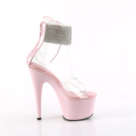 Pleaser ADORE-724RS Sandalias de Plataforma Transparentes con Pedrería Rosados EU-37 / US-7