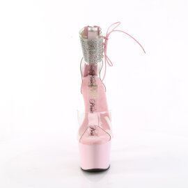 Pleaser ADORE-724RS Sandalias de Plataforma Transparentes con Pedrería Rosados EU-38 / US-8