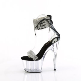 Pleaser ADORE-727RS Sandalias de Plataforma Transparentes con Pedrería Negros EU-36 / US-6