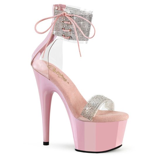 Pleaser ADORE-727RS Sandalias de Plataforma Transparentes con Pedrería Rosados EU-37 / US-7