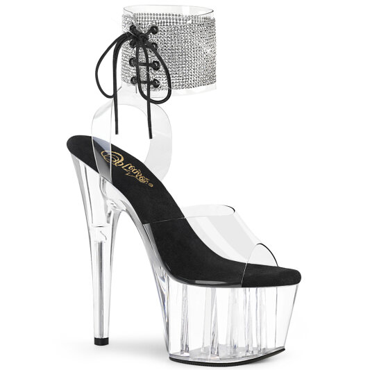 Pleaser ADORE-791-2RS Sandalias de Plataforma transparente con pedrería Negro talla EU-41 / US-11
