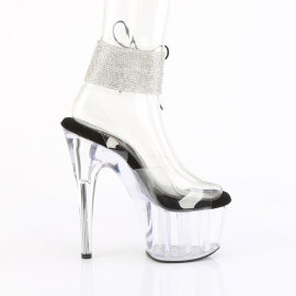 Pleaser ADORE-791-2RS Sandalias de Plataforma transparente con pedrería Negro talla EU-41 / US-11