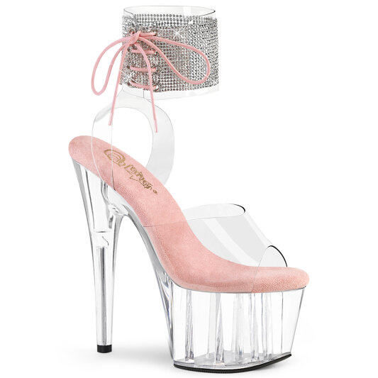Pleaser ADORE-791-2RS Sandalias de Plataforma transparente con pedrería rosa transparente talla EU-35 / US-5