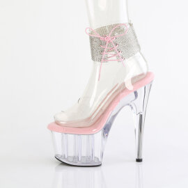 Pleaser ADORE-791-2RS Sandalias de Plataforma transparente con pedrería rosa transparente talla EU-37 / US-7