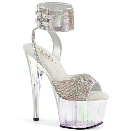 Pleaser ADORE-791HTRS Sandalias de Plataforma con Hologramagrama y pedrería en Plata EU-35 / US-5