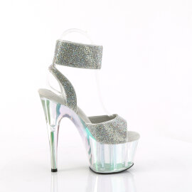 Pleaser ADORE-791HTRS Sandalias de Plataforma con Hologramagrama y pedrería en Plata EU-37 / US-7