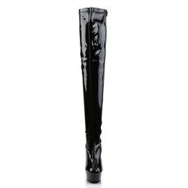 Pleaser Bota Alta DELIGHT-3000 Negro Charol...