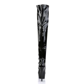Pleaser Bota Alta DELIGHT-3000 Negro Charol Elástico EU-35 / US-5