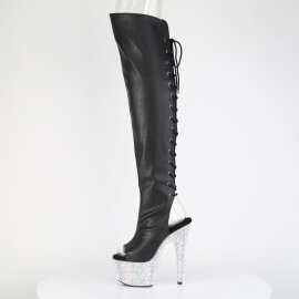 Pleaser BEJEWELED-3019MS-7 Botas altas Plataforma Piel Sintética pedrería Negro EU-39 / US-9
