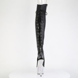 Pleaser BEJEWELED-3019MS-7 Botas altas Plataforma Piel Sintética pedrería Negro EU-42 / US-12