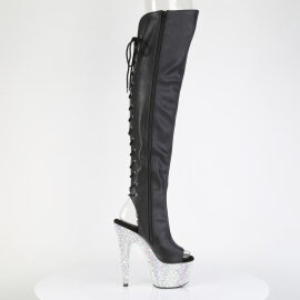 Pleaser BEJEWELED-3019MS-7 Botas altas Plataforma Piel Sintética pedrería Negro EU-42 / US-12