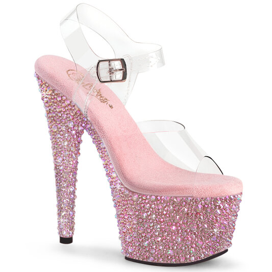 Pleaser BEJEWELED-708MS Sandalias Plataforma Tono Claro pedrería Rosa EU-35 / US-5