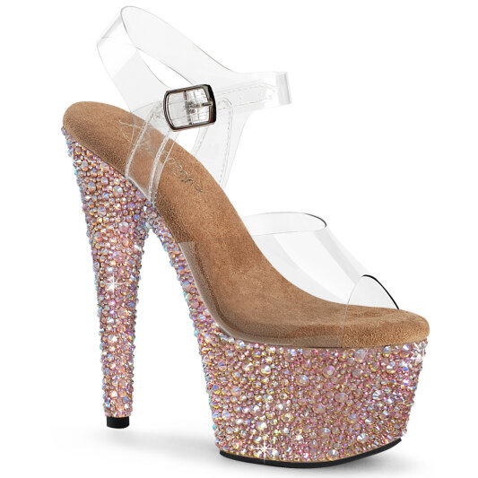 Pleaser BEJEWELED-708MS Sandalias Plataforma Tono Claro pedrería Dorado EU-37 / US-7