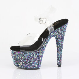 Pleaser BEJEWELED-708MS Sandalias Plataforma Tono Claro pedrería Negro EU-35 / US-5