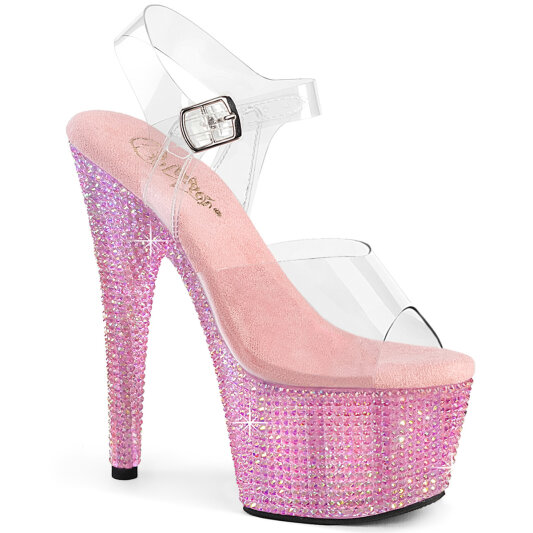 Pleaser BEJEWELED-708RRS Sandalias Plataforma Tono Claro pedrería Rosa EU-35 / US-5