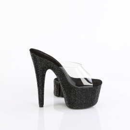 Pleaser BEJEWELED-712RS Zuecos con Plataforma Tono Claro pedrería Negro EU-35 / US-5
