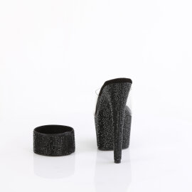 Pleaser BEJEWELED-712RS Zuecos con Plataforma Tono Claro pedrería Negro EU-41 / US-11