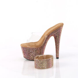 Pleaser BEJEWELED-712RS Zuecos con Plataforma Tono Claro pedrería Marrón EU-35 / US-5