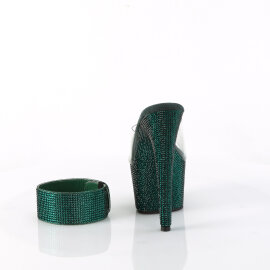 Pleaser BEJEWELED-712RS Zuecos con Plataforma pedrería transparente verde esmeralda EU-38 / US-8