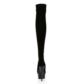 Pleaser Bota Alta DELIGHT-3002 Negro Elástico Terciopelo EU-42 / US-12