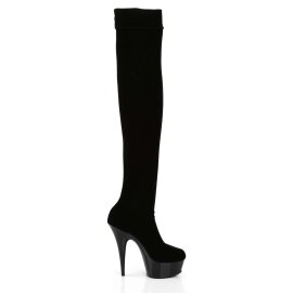 Pleaser Bota Alta DELIGHT-3002 Negro Elástico Terciopelo EU-42 / US-12