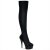 Pleaser Bota Alta DELIGHT-3002 Negro Elástico Terciopelo EU-42 / US-12