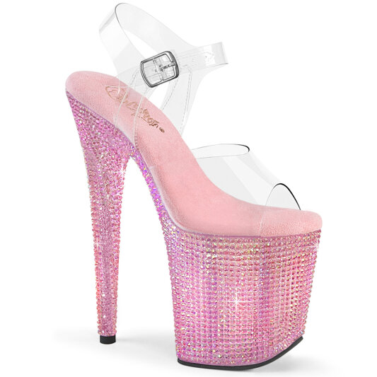 Pleaser BEJEWELED-808RRS Sandalias Plataforma Tono Claro pedrería Rosa EU-38 / US-8