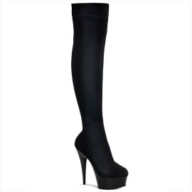 Pleaser Bota Alta DELIGHT-3002 Negro Elástico...