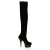 Pleaser Bota Alta DELIGHT-3002 Negro Elástico Terciopelo EU-38 / US-8