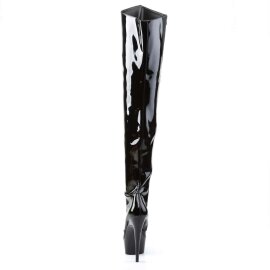 Pleaser Bota Alta DELIGHT-3010 Negro Elástico Charol EU-38 / US-8