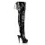 Pleaser Bota Alta DELIGHT-3017 Negro Elástico Charol EU-41 / US-11