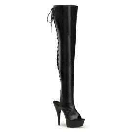 Pleaser Bota Alta DELIGHT-3017 Negro Elástico...