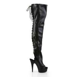 Pleaser Bota Alta DELIGHT-3017 Negro Elástico Cuero Sintético EU-39 / US-9