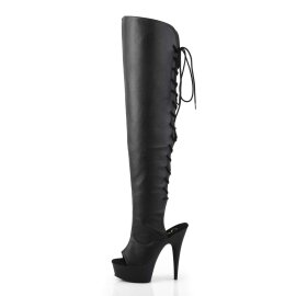 Pleaser Bota Alta DELIGHT-3019 Negro Cuero Sintético EU-35 / US-5