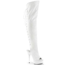 Pleaser Bota Alta DELIGHT-3019 Blanco Cuero Sintético EU-37 / US-7