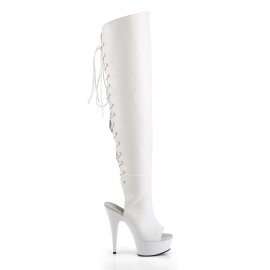 Pleaser Bota Alta DELIGHT-3019 Blanco Cuero Sintético EU-38 / US-8
