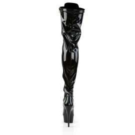 Pleaser Bota Alta DELIGHT-3023 Negro Elástico Charol Elástico EU-35 / US-5