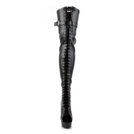 Pleaser Bota Alta DELIGHT-3025 Negro Elástico...