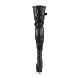 Pleaser Bota Alta DELIGHT-3025 Negro Elástico Cuero Sintético EU-35 / US-5
