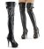 Pleaser Bota Alta DELIGHT-3025 Negro Elástico Cuero Sintético EU-37 / US-7
