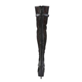 Pleaser Bota Alta DELIGHT-3025ML Cuero sintético-Malla-Encaje negro EU-35 / US-5