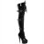 Pleaser Bota Alta DELIGHT-3028 Negro Elástico Charol EU-41 / US-11
