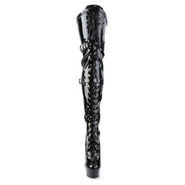 Pleaser Bota Alta DELIGHT-3028 Negro Elástico...