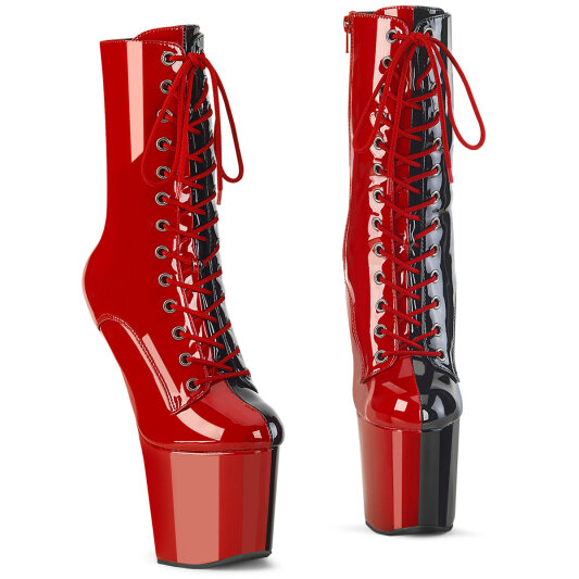 Pleaser CRAZE-1040TT Botas hasta la rodilla con Plataforma Charol Negro Rojo EU-38 / US-8