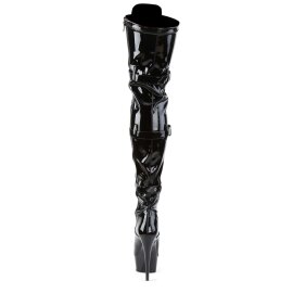 Pleaser Bota Alta DELIGHT-3028 Negro Elástico Charol EU-37 / US-7